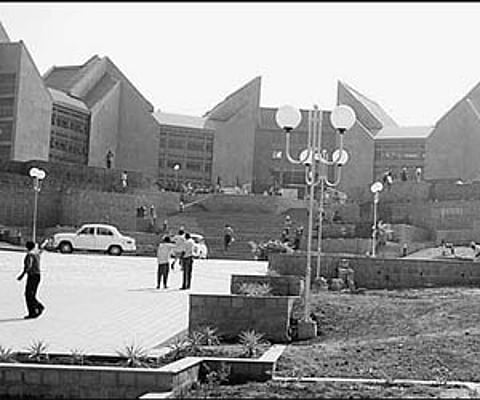 The main block at the Ezhimala Naval Academy.