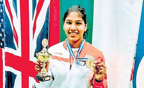 CA Bhavani Devi with her World Cup trophy and medal in Reykjavik, Iceland