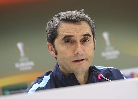 In this Wednesday, Feb.17, 2016 file photo the longtime Athletic Bilbao's manager Ernesto Valverde attends a press conference at the Velodrome stadium, in Marseille, Southern France. | AP