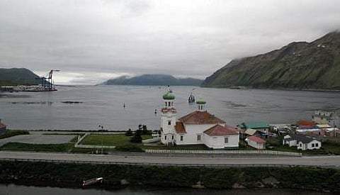 Fishing boats steam out of the Alaska port of Dutch Harbor after a tsunami warning was issued by authorities warning of potential danger to vessels in less than 600 feet of water.A powerful 7.2-magnitude earthquake shook Alaska's Aleutian Islands late Jun
