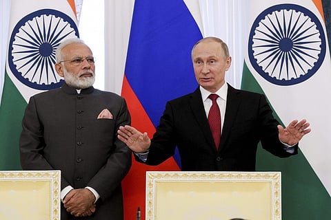 PM Modi and Russian President Vladimir Putin (File photo| AP)