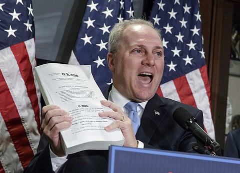 In this March 8, 2017 file photo, House Majority Whip Steve Scalise of La. speaks on Capitol Hill in Washington. | AP