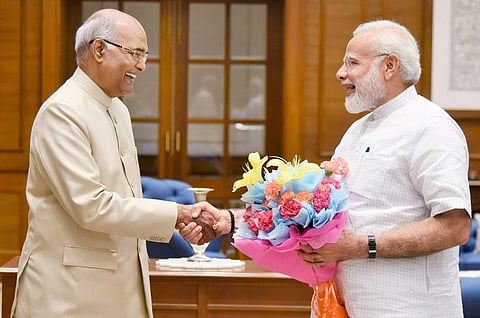 NDA's presidential nominee Ram Nath Kovind meets Prime MInister Modi. (PTI)