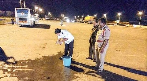 ‘Face Wash and Go’ programme for vehicle drivers being implemented on a highway in Guntur | Express