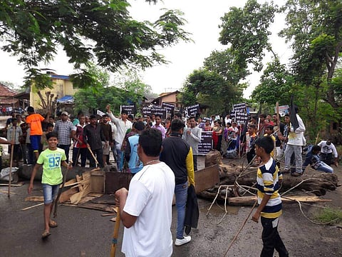 EPS Photo of the farmers’ agitation at Nevali.
