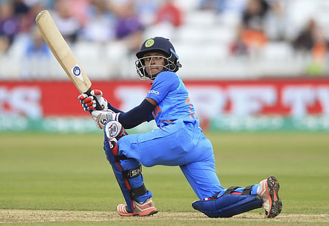 India's Smrti Mandhana during the ICC Women's World Cup fixture between England and India at the County Ground, Derby. | AP