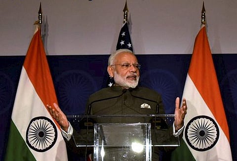Prime Minister Narendra Modi addressing at the United States Community Reception in Washington DC USA on Sunday. | PTI