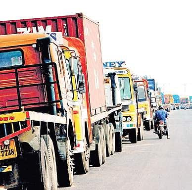 The truckers began the strike on Sunday midnight, demanding sufficient parking space.