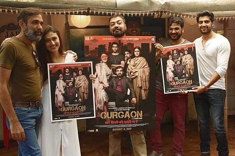 Director Shanker Raman (first from left) with Anurag Kashyap during the poster launch of 'Gurgaon'. (Photo | facebook.com/shanker.raman.9)