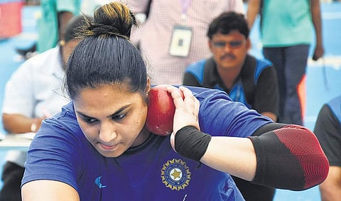 Shot put gold winner Manpreet Kaur. (File photo | P Ravindra Babu)