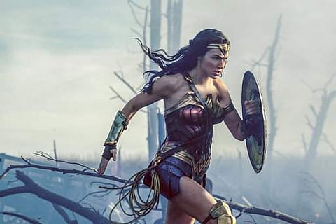 Image released by Warner Bros. Entertainment shows Gal Gadot in a scene from 'Wonder Woman.' (Clay Enos/Warner Bros. Entertainment via AP)