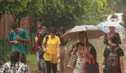 Heavy rains in Delhi lead to water logging and traffic. (ANI)
