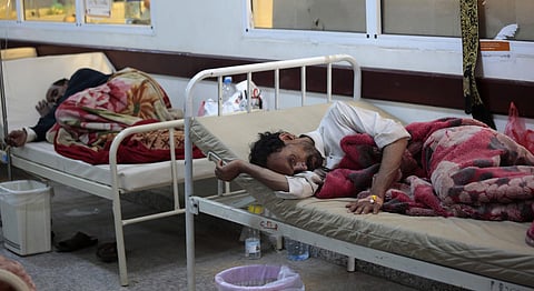 People are treated for suspected cholera infection at a hospital in Sanaa, Yemen. (File|AP)