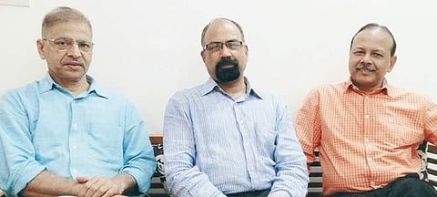 The founders — Retd Wing Commander L K Chaubey, Retd Wing Commander Rajendra Prasad and Retd Wing Commander M A Afraz | Express