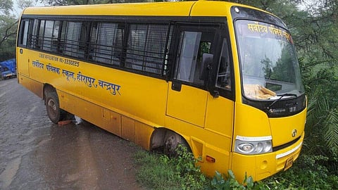 Sarvodaya Public School bus near Jangir-Champa district of Chhattisgarh. (ENS)