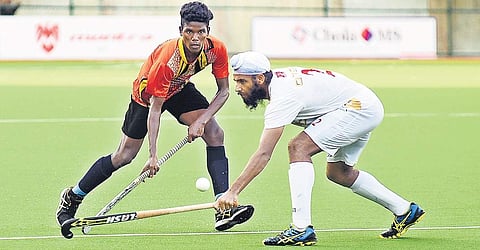 Action from the match between ONGC & Hockey Odisha on Friday | MARTIN LOUIS