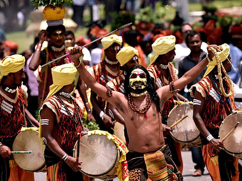 Bonalu Celebrations by Telangana Secretariat employees at Telangana secretariat on the first day of the 'sravana' month in Hyderabad. The month is considered auspicious as it is related to the arrival of the South-West monsoons. (Vinay Madapu | Express P