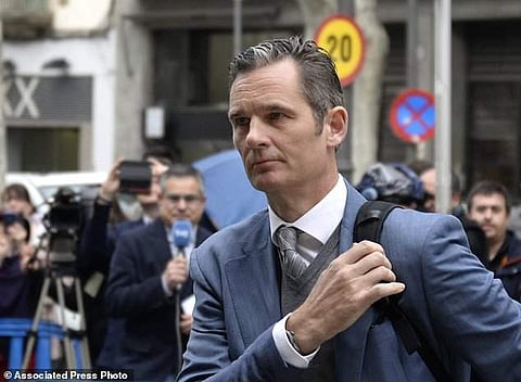 Spain's Princess Cristina's husband Inaki Urdangarin arrives at a courthouse in Palma de Mallorca, Spain, Thursday, Feb. 23, 2017. The Supreme Court decides whether King Felipe's brother-in-law should be imprisoned while he awaits the court ruling on his