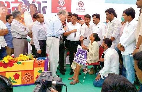 Harvard expert team members interact with renal ailment victims at Borivanka of Kaviti mandal in Srikakulam district | Express