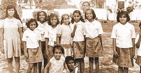 Asunta Kamal Singh (second from right) at her orphanage;