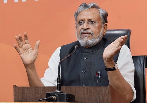 New Delhi Bihar BJP leader Sushil Kumar Modi addresses a press conference in New Delhi on Wednesday. (PTI)