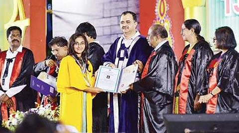 Sunil Paliwal and Dr A Sivathanu Pillai awarding degree to a student during the graduation day at Anna University | Sunish P Surendran