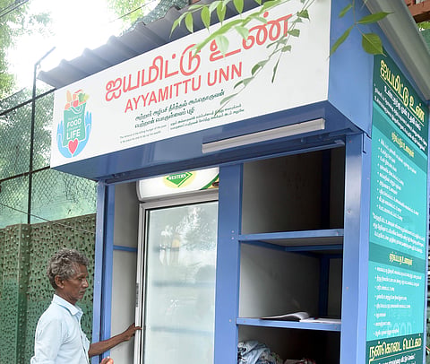 The community fridge at Besant Nagar Beach in Chennai. (EPS)