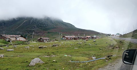 Kupup hamlet: A few houses line the road to Doka La, in Kupup in East Sikkim. The hamlet of 250 people lying just 5 km from the India-Tibet-Bhutan tri-junction has been living on the edge in the past two-and-a-half months due to the standoff between Indi