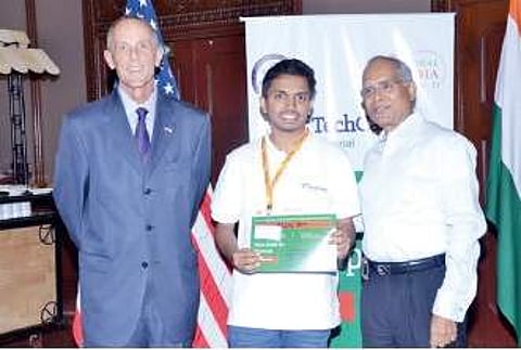 Technorip CEO Arun P M with US Counsel General David Ballard and Lakshmi Narayanan, co-founder of Cognizant