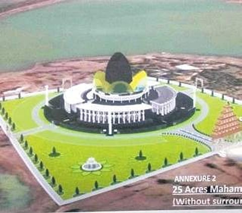 An illustration of the `604 crore Anubhava Mantapa that is proposed to be built at Basava Kalyana near Bidar