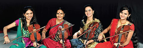From left: Ragini Shankar, N Rajam, Sangeeta Shankar, Nandini Shankar