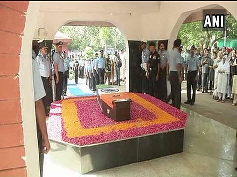 Dignitaries paying their last respects to Arjan Singh. (Photo | ANI)