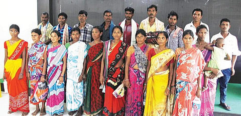 The Gothi Koya tribals who were allegedly assaulted by forest officials at NTR Trust Bhavan in Hyderabad on Wednesday | Sathya keerthi