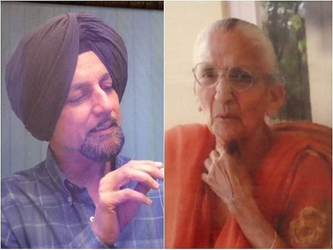Senior journalist K J Singh and his mother Gurcharan Kaur.