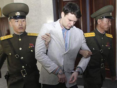 American student Otto Warmbier who was sentenced to 15 years' hard labour in the North Korea for trying to steal a propaganda poster. He died in the US in June. (File photo | AP)
