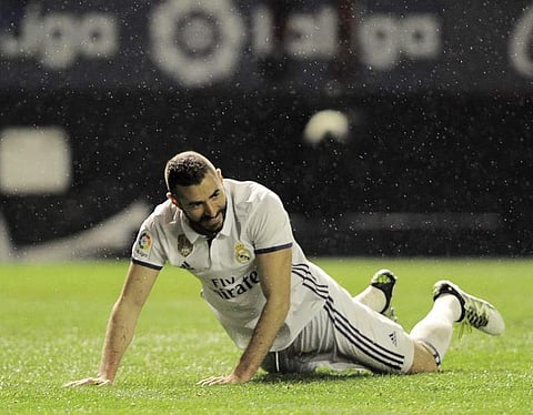 Real Madrid's Karim Benzema will miss the side's Champion's League opener due to a harmstring injury (File | AFP)