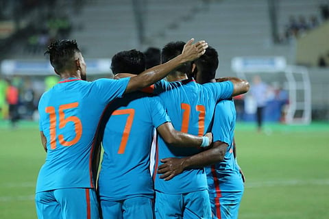The Indian football team recently broke into the top 100 in the FIFA rankings after a long time. (Photo | Twitter/Indian Football Team)