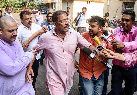 Nana Patekar addresses a media conference in the wake of Tanushree Dutta's #MeToo accusations. (Photo | PTI)