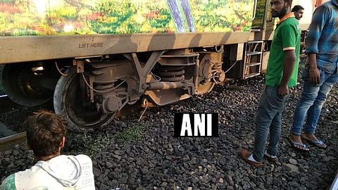 A speeding truck hit the Delhi-bound Rajdhani Express in Madhya Pradesh. (Photo| ANI)