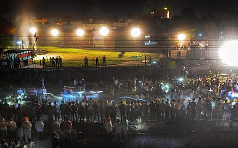 At least 300 people were at the spot watching 'Ravan dahan', sources said | PTI