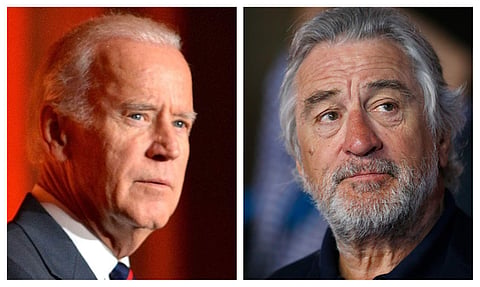 Former US vice president Joe Biden (L);Hollywood star Robert De Niro (R)