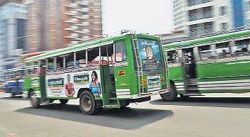 Private buses in the city in Kochi Melton Antony