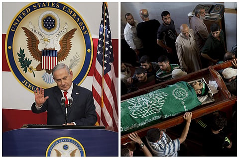 In a jarring contrast, Israeli forces had shot and killed at least 55 Palestinians and wounded more than 1,200 during mass protests Monday along the Gaza border, while just a few miles away Israel and the U.S. held a festive inauguration ceremony for the