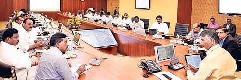 Chief Minister N Chandrababu Naidu held a meeting with Council of Ministers at Secretariat on Friday I Express