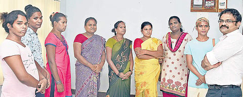 Members of Sakkhi with S Balaji, founder of the NGO (right) ( Photo | Martin Louis)
