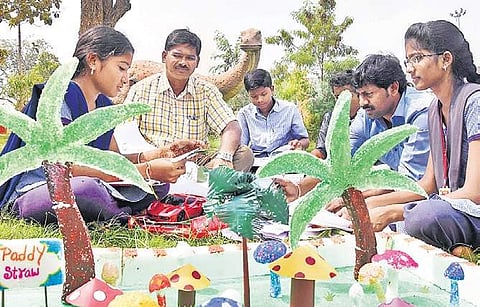 Students from various government and private schools from across the district took part in the science congress and showcased their projects. (Photo | EPS)