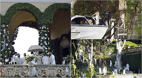 The first pictures from Hindi actors Deepika Padukone and Ranveer Singh’s Konkani-style wedding in Lake Como, Italy are in! (Photos | AP)