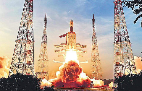 ISRO’s Geosynchronous Satellite Launch Vehicle Mark III D2 (GSLV MK3 D2) carrying the GSAT-29 communication satellite being launched on Wednesday. (Photo | PTI)