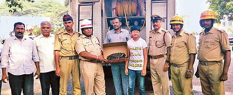 Ayu Lodha and Fire and Emergency Services (KSFES) team at a rescue