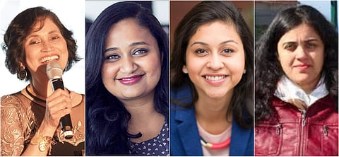 (Left to right) Padmasree Warrior, Kamakshi Sivaramakrishnan, Neha Narkhede and Komal Mangtani.